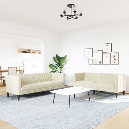 Комплект диван от 2 части Chesterfield Cream Faux Leather