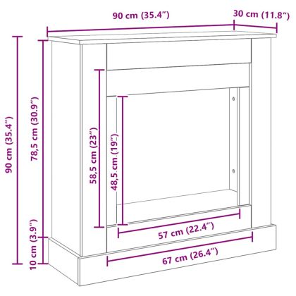 Камина Surround Черен дъб 90x30x90 cm Инженерна дървесина