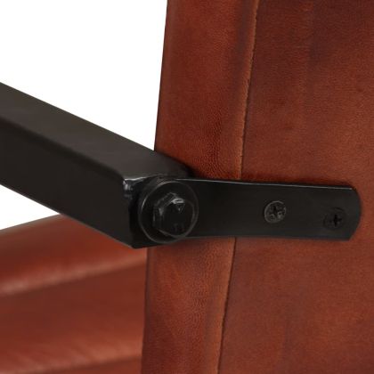 Трапезни столове, 2 бр, кафяви, естествена кожа