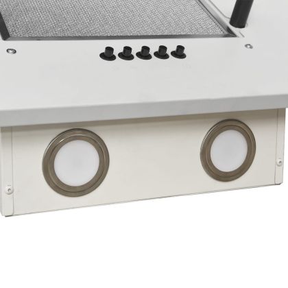 Стенен абсорбатор, 60 см, инокс и закалено стъкло, бял