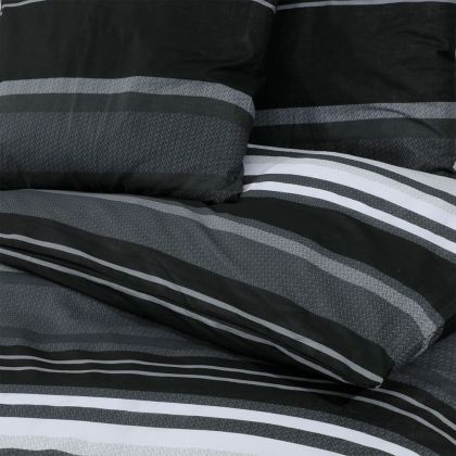 Комплект спално бельо, черно и бяло, 135x200 см, памук
