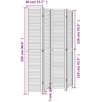 Разделител за стая, 4 панела, черен, дърво пауловния масив