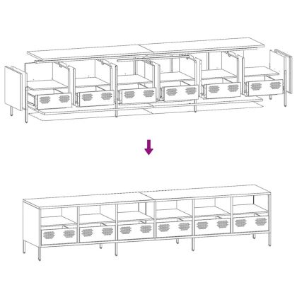 ТВ шкаф, антрацит, 202x39x43,5 см, студеновалцувана стомана