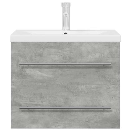 Комплект мебели за баня от 2 части бетонно сив инженерно дърво