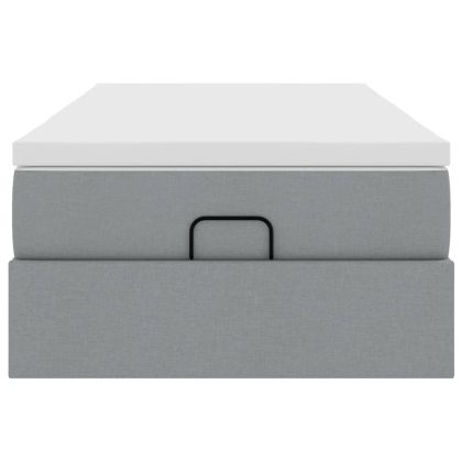 Османска легло с матрак, светлосиво, 90x200 см, плат