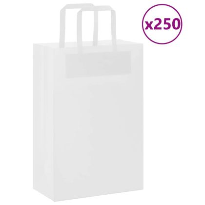 Хартиени торбички 250 бр с дръжки бели 21x11x31 см