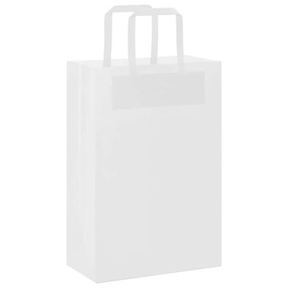 Хартиени торбички 250 бр с дръжки бели 21x11x31 см
