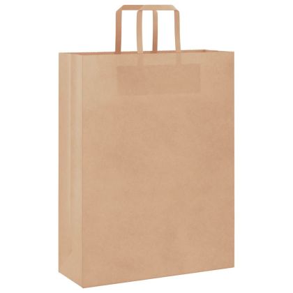 Хартиени торбички 250 бр с дръжки кафяви 32x12x42 см