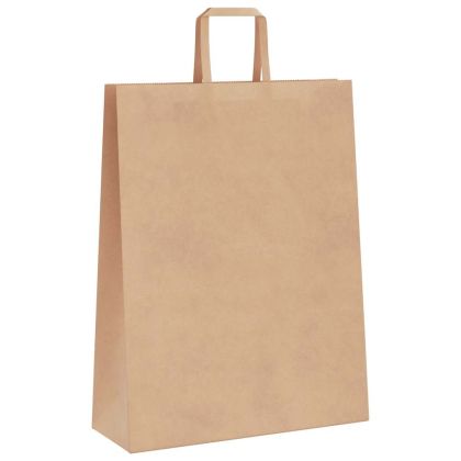 Хартиени торбички 250 бр с дръжки кафяви 32x12x42 см