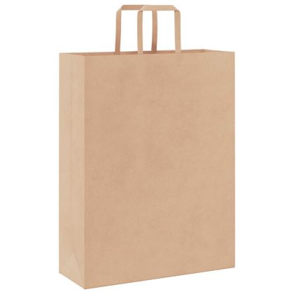 Хартиени торбички 250 бр с дръжки кафяви 32x12x42 см