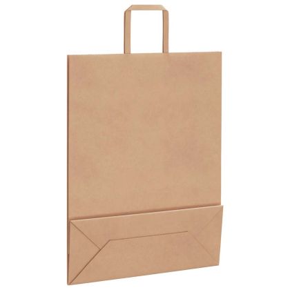 Хартиени торбички 250 бр с дръжки кафяви 32x12x42 см