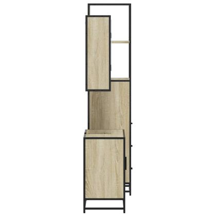 Комплект шкафове за баня от 3 части дъб сонома инженерно дърво