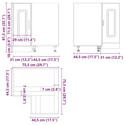 Кухненски ъглов шкаф, "Kalmar", кафяв дъб, инженерно дърво