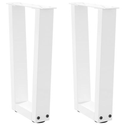 Крака за масичка за кафе, V-образни, 2 бр., бели, 38 x (42-43,3) см, стомана