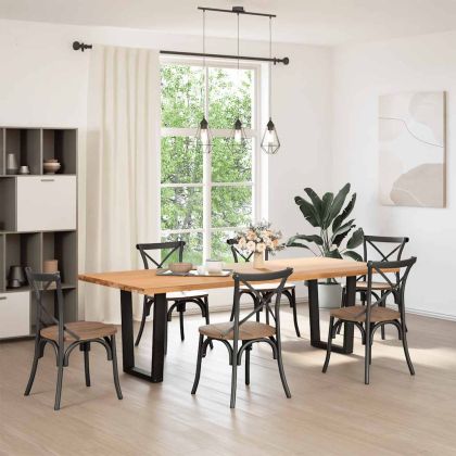 Крака за трапезна маса, V-образни, 2 бр., черни, 70 x (72-73,3) см, стомана