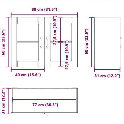 Кухненски стенен шкаф със стъклена врата Lucca бетонно сив