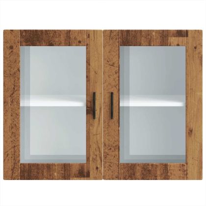 Кухненски стенен шкаф със стъклена врата Porto старо дърво