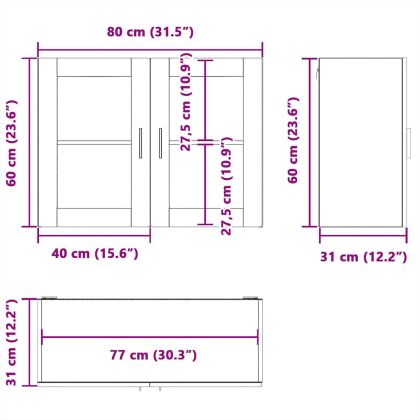Кухненски стенен шкаф със стъклена врата Porto старо дърво