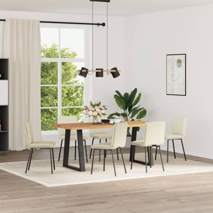 Трапезни столове, 6 бр, кремави, кадифе