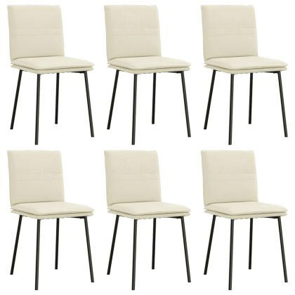 Трапезни столове, 6 бр, кремави, кадифе