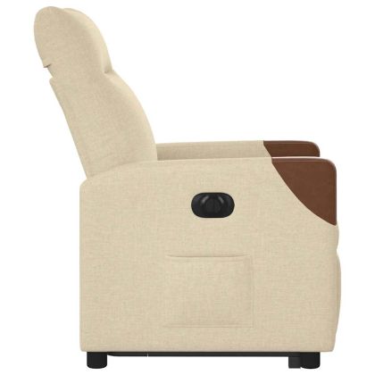 Електрически изправящ реклайнер стол, кремав, текстил