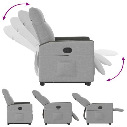 Изправящ реклайнер стол, облачно сив, текстил