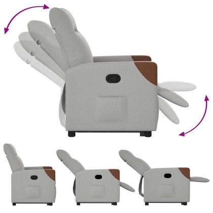 Изправящ реклайнер стол, облачно сив, текстил