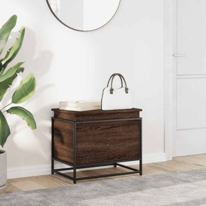 Кутия за съхранение, кафяв дъб, 60x40x51,5 см, инженерно дърво