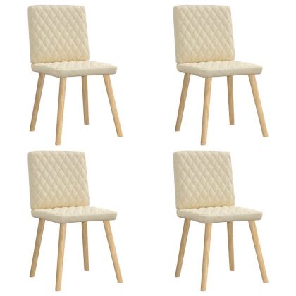 Трапезни столове, 4 бр, кремави, текстил