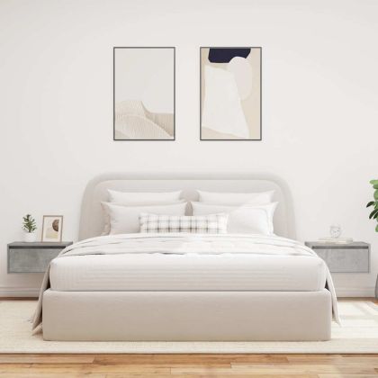 Нощни шкафчета за стена с LED осветление, 2 бр, бетонно сиви