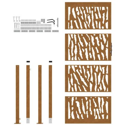 Градинска порта 100x200 см, устойчива на атмосферни влияния стомана, дизайн с трасета