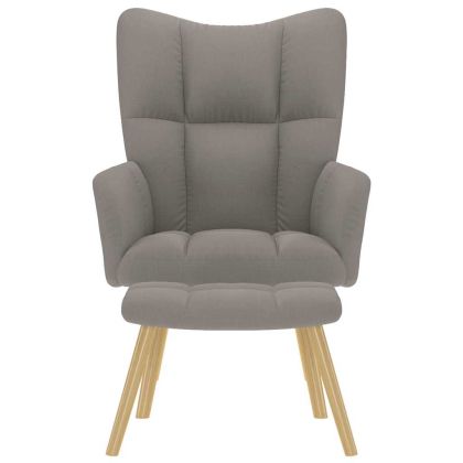 Релаксиращ стол с табуретка, таупе, текстил