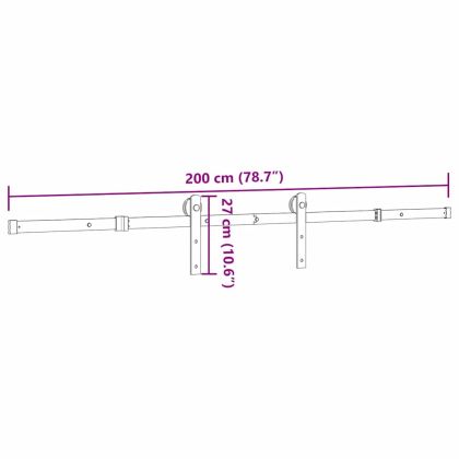 Комплект механизъм за плъзгаща врата, 200 см, стомана, черен