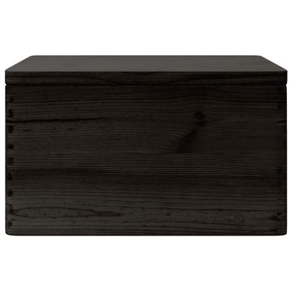 Дървена кутия с капак черна 40x30x23 cm масивна дървесина бор