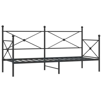 Дневно легло без матрак Черно 90x200 cm Стомана