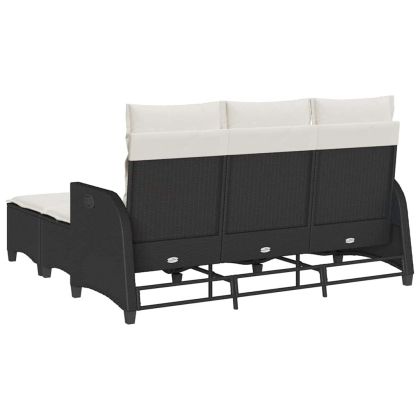 Градински комплект с възглавници L-образна, 3 части, полиратан