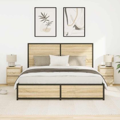 Нощни шкафчета с LED осветление 2 бр. дъб сонома 38x34x50 cm