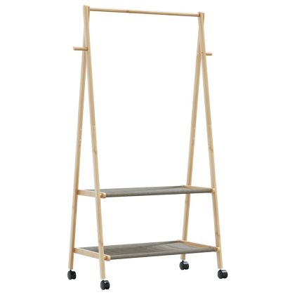 vidaXLL Стелаж за дрехи с рафтове и колела 96x45,5x155,5 cm Бамбук