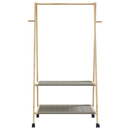 vidaXLL Стелаж за дрехи с рафтове и колела 96x45,5x155,5 cm Бамбук