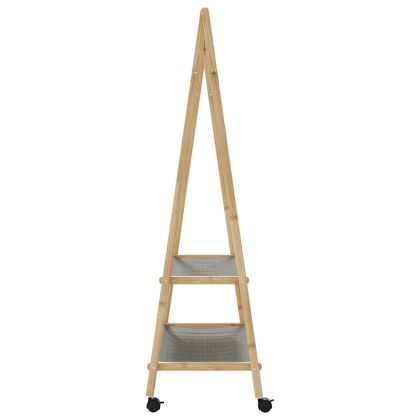 vidaXLL Стелаж за дрехи с рафтове и колела 96x45,5x155,5 cm Бамбук