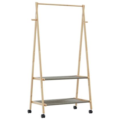 vidaXLL Стелаж за дрехи с рафтове и колела 96x45,5x155,5 cm Бамбук