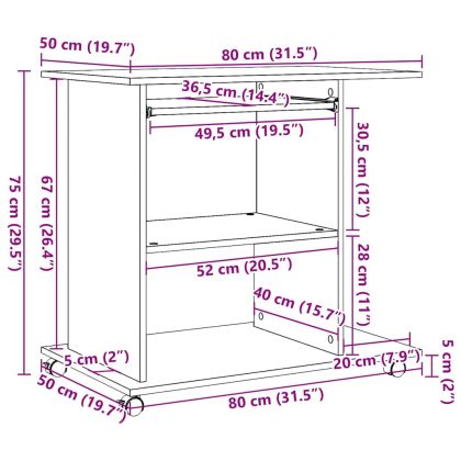 Компютърно бюро от старо дърво 80x50x75 cm Инженерна дървесина