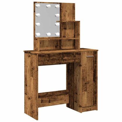 Тоалетка с LED Старо дърво 86,5x35x136 cm