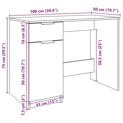 Бюрото от старо дърво 100x50x75 cm Инженерна дървесина
