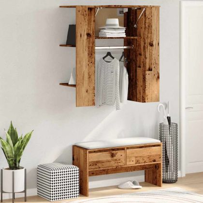 Шкаф за коридор от старо дърво 97,5x37x99cm Инженерна дървесина