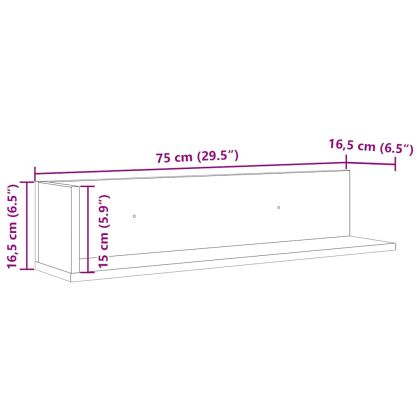 стенни рафтове 2 бр. бели 75x16,5x16,5 см