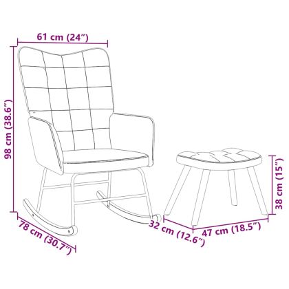 Люлеещ се стол с табуретка, черен кадифе