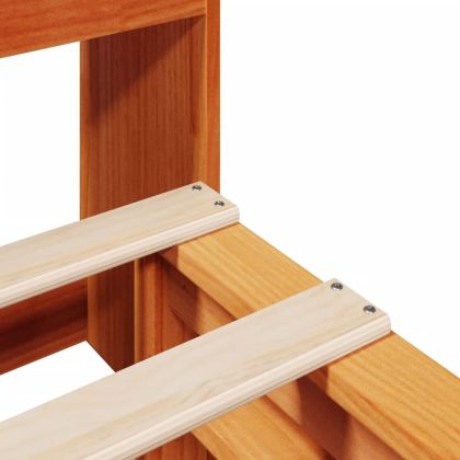 Легло с етажерка за книги, без матрак, 135x190 см, дърво масив