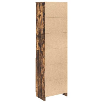 Висок шкаф, опушен дъб, 50x35x180 cм инженерно дърво