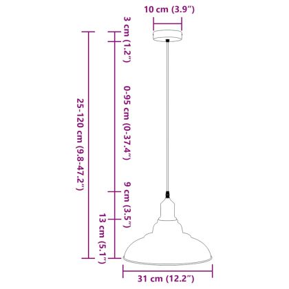 Висяща лампа с регулируема височина E27 Жълт гланц Ø 31 cm